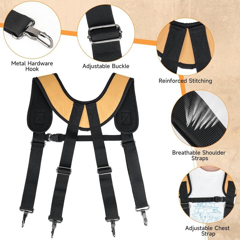 Tool Belt with Suspenders,27-Pockets Heavy Duty Tool Belts for Men with Tool Pouch,Detachable & Adjustable Work Belt Bag for Electrician,Carpenter,Construction,Utility Toolbelt,Black,Brown Tool Belt with Suspenders,27-Pockets Heavy Duty Tool Belts for Men with Tool Pouch,Detachable & Adjustable Work Belt Bag for Electrician,Carpenter,Construction,Utility Toolbelt,Black,Brown