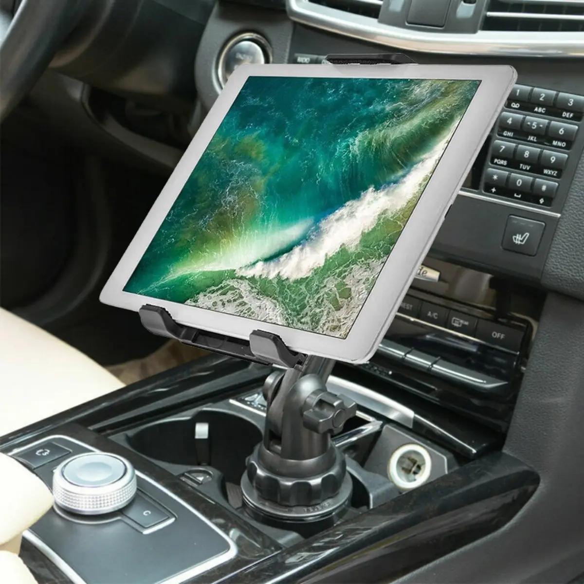 360-Degree Rotatable Car Cup Holder Phone & Tablet Mount, Portable Secure Smartphone Holder for 4.7-12.8in iPhone, iPad Pro/Mini/Air, Samsung Devices, Portable Phone Holder, Secure Holder Smartphone