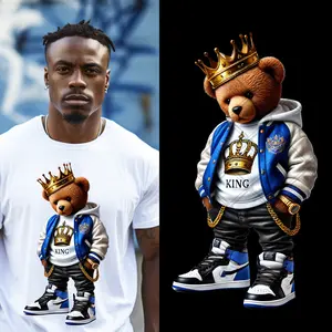 4-Pack, 6-Pack or 8-Pack DTF Heat Transfer Gang Sheet Hip Hop Bear Ready to Press for DIY T-Shirt Printing