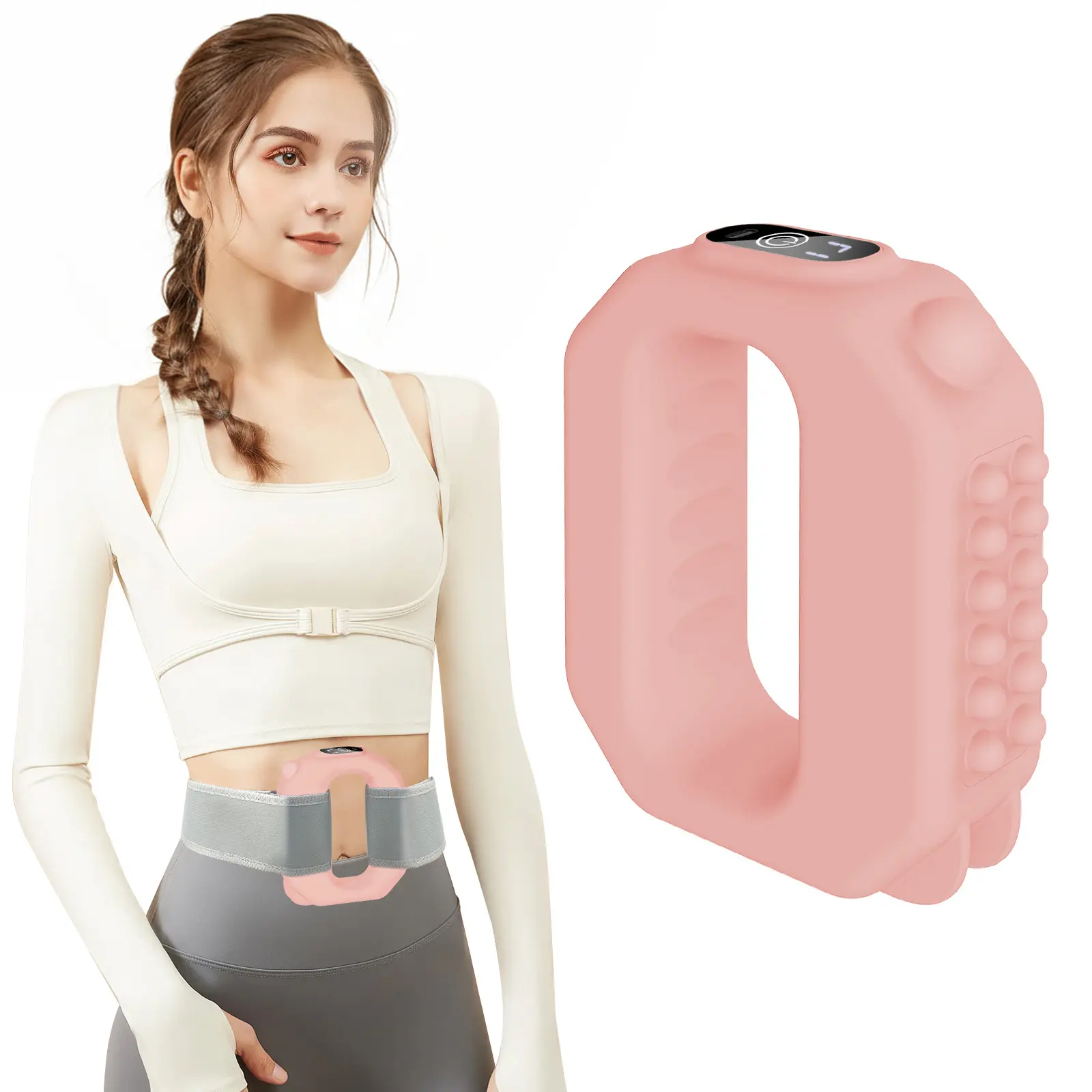 AddWin R10 Compact Fitness Ring for Home Gym Use, Ab Machine for Abdomen/Arm/Leg, Multifunctional Full-Body Fascia Ring R10, 6 Intensity Levels with Massager Function