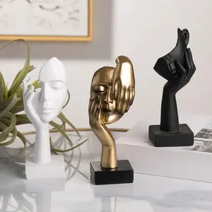 Resin Abstract Statue Desktop Decorative Sculpture, Nordic Light Luxury Art Craft, Office Home Decoration, Handcrafted Matte Finish, Sturdy Weighted Base, Minimalist Statement Piece, Summer Refresh, Mother's Day Graduation Father's Day Housewarming Gift