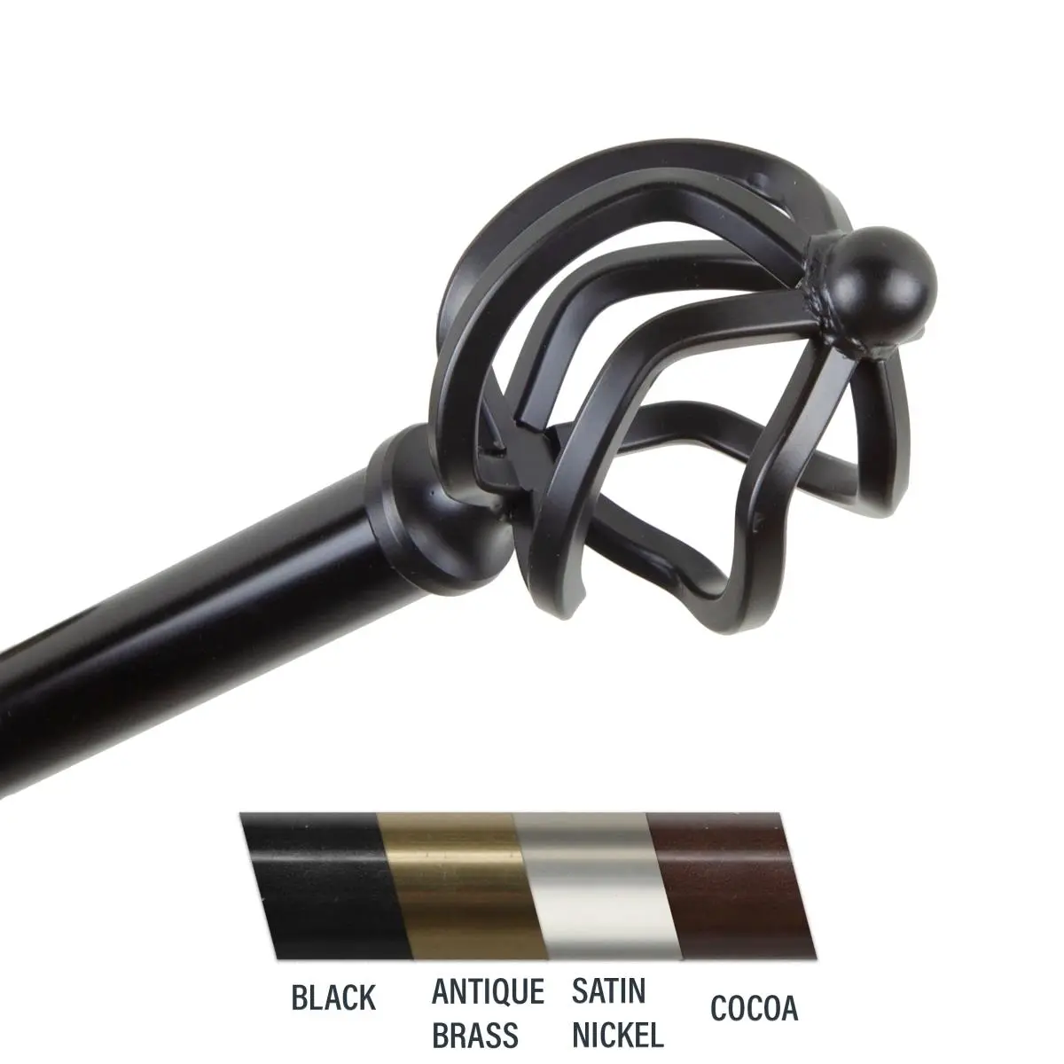 Central Design Adjustable Giro Curtain Rod, 0.81 in. Diameter, 120-170 in. Length, Black, 6 lbs. Weight Capacity, Includes Holdbacks, Bold Look for Any Room, Adjustable Curtain Rod, Double Rods