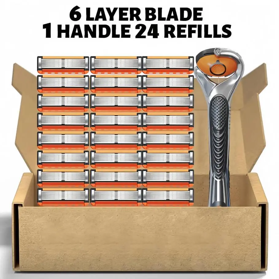 Men's Razor Replacement Blades (28/48 Blades + 1 Handle) – Sharp Manual Razor, Men's Daily Grooming Essentials, Shaving Set