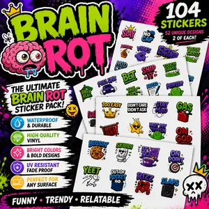 Brain Rot Sticker Pack  | 104 Funny Meme Stickers | 52 Unique Designs