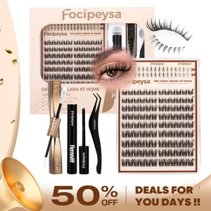 Focipeysa FishTail Lash | Manga Wispy Lash Clusters | Natural Volume Clusters | Ultra-Dense Waterproof, Last all Day Long Wear, Beginner Friendly | D-Curl DIY Cluster Lashes | Achieve Salon-Perfect Flawless Eyes at Home