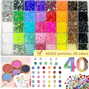 40000Pcs 40 Colors Jelly Rhinestones for Bedazzling, 3mm Multicolor Resin Flatback Gems for Diamond Art, Bedazzler Kit with for Crafting Book Shoes Nail Art，Bling Rhinestone Decoration, Perfect for Nail Art Decoration, Diy Nails, Phone Case, Jewelry DIY