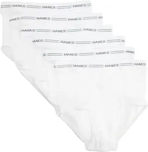 Hanes Men’s Traditional Plain Classic Comfort Breathable Tagless White Cotton Briefs - Menswear Underwear for Daily Wear (6-Pack)