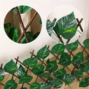 Artificial Leaves Expanding Trellis Fence, 1 Count Fake Leaves Fence，retractable Home Garden Patio Outdoor Wall Privacy Shading Decoration