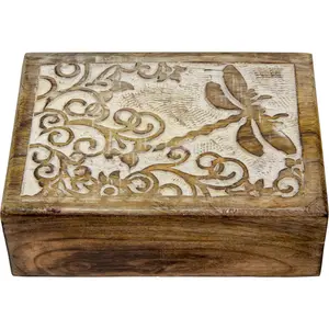 Carved Wood Box - Dragonfly