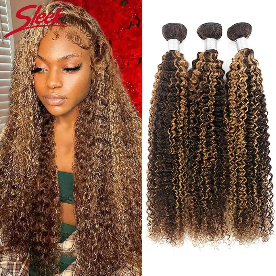 Highlight P4/27 Jerry Curly Human Hair Weave Bundles Kinky Curly Honey Blonde Bundles Peruvian Raw Hair Bundles Human Hair