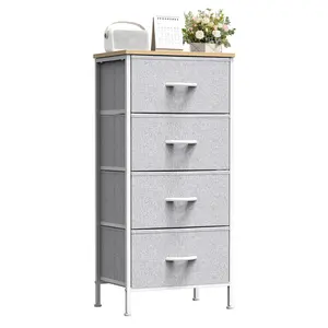 Dresser For Bedroom With 4 Drawers, Fabric Closet Organizer, Dresser With Metal Frame And Wood Tabletop, Chest Storage Tower, For Nursery, Living Room