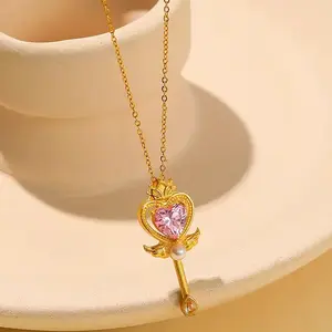 Magic Wand Necklace – a charming, playful pendant necklace perfect for Children's Day; a special piece of jewelry designed just for kids—the "Heart Magic Wand."