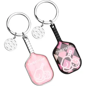 2 Pcs Pickleball Keychain Ornament Key Ring Gift for Luggage Sport Bag Team Accessory & Pickle Ball Enthusiast