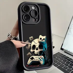 A Creative Matte Phone Case with Skull and Game Console Patterns, Suitable for iPhone 17 Air/16 Plus/15 Pro Max/14 Pro/13/12/11/XS Max/X Phone Case, Ideal Gift for Family, Friends, Lovers, Girlfriends on Holidays TY323
