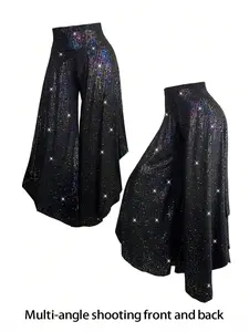 Plus Size Women's Pants, Casual High Waist Wide Leg Jeans, Comfortable Stretch Denim, Fall & Winter Fashion, Ladies Clothing