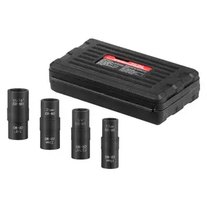 Heavy Duty Lug Nut Impact Socket Set, 1/2-Inch Drive, Metric And SAE 6-Point Flip Sockets, Reversible Design For Quick Socket Reorientation, Durable Alloy Steel, Includes Magnetic Tray And Stackable Case For Automotive Maintenance