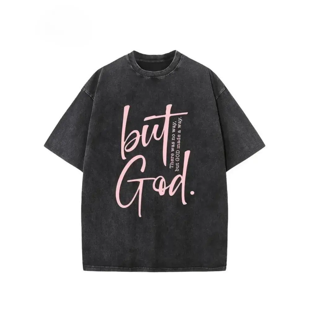 Men's Christian Cross Graphic Streetwear T-Shirt - Vintage Washed Soft Cotton Fabric, Short-Sleeve Crew Neck, Casual Menswear Top for Daily Wear Church Outfit, Shortsleeve