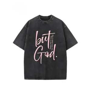 Men Women Christian Cross Graphic T-Shirt Vintage Washed Soft Cotton Casual Short Sleeve Crew Neck Daily Wear Trendy Church Outfit