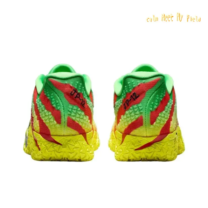 Low Top Bold Lime Red Yellow Gradient Jacquard Knit Athletic Training Sneakers Ventilated Stretch Woven Upper Bright Yellow Textured Shock Absorbing Base For Indoor Gym Workouts & High Intensity Cardio Cross Training