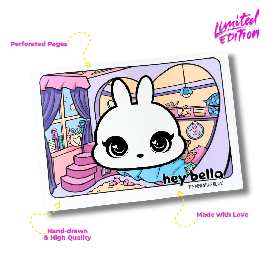 Hey Bella: The Adventure Begins - Cute & Calm Coloring Book for Adults & Kids | Limited Edition