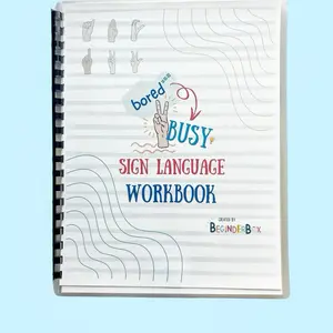BeginderBox Bored 2 Busy Sign Language Workbook Dry Erase and Bound 9 Engaging Pages for Beginners Durable Laminated Cardstock