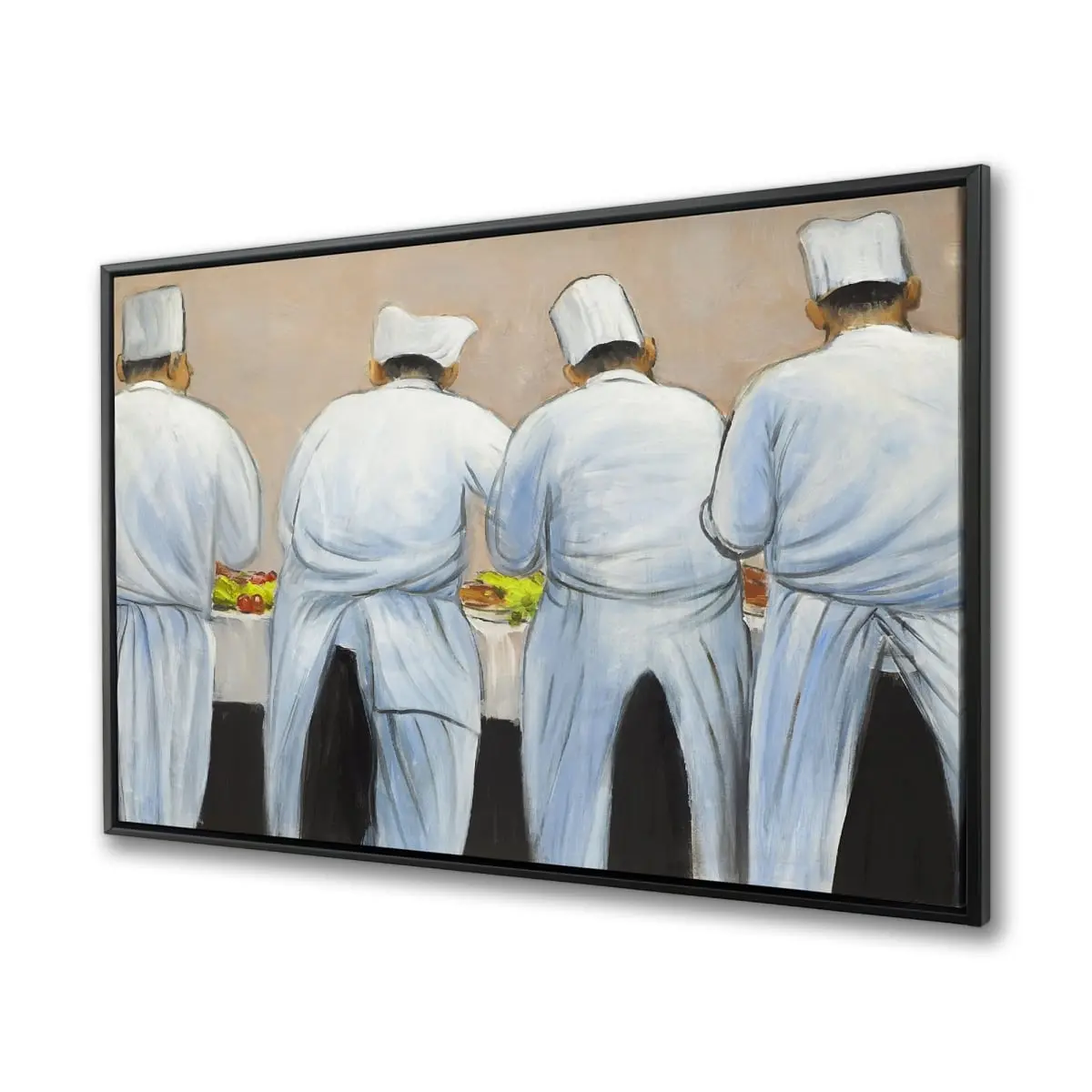 36" x 48" Contemporary Framed Chefs Teamwork Wall Art with 360 Stand - Culinary Charm Print, Kitchen Display, Dining Room Interior Decor, Design Inspiration Gift