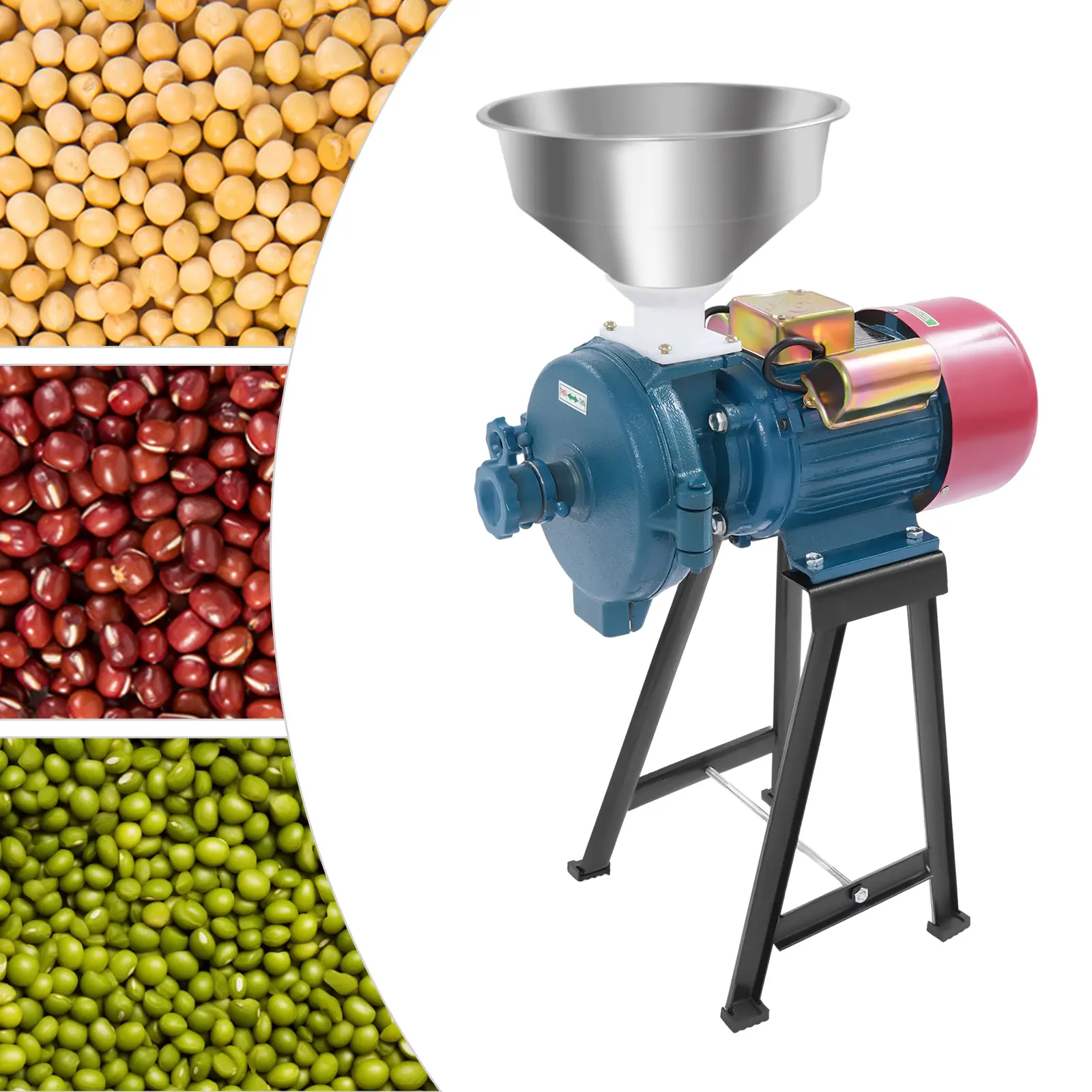 Cast Iron Rice Milling Machine, 110V 2200W Freestanding Electric Grinder, US Plug for Efficient Grinding of Corn, Rice, Wheat,summerwins