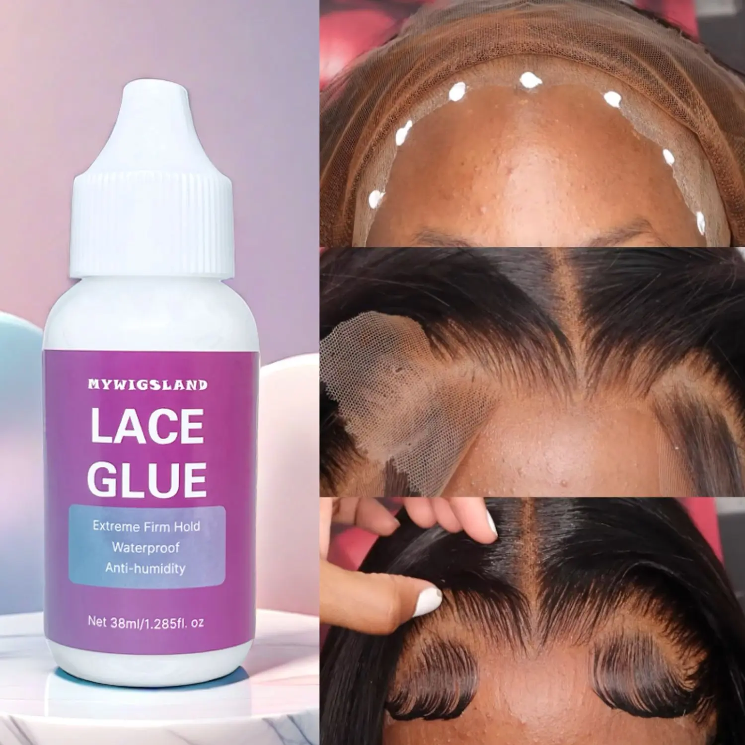 Mywigsland Extreme Hold Lace Glue for Wig Bonding & Hair Replacement - Waterproof, Invisible, High-Quality Acrylates Copolymer, 38ml