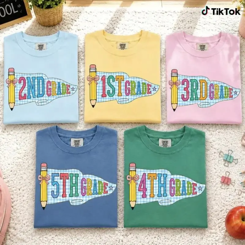 Comfort Colors Pencil Bow Teacher Shirt, Cute Back to School Grade Team Tee, Back to School Team Gift, Gift for Teachers Tops, Back To School Gift, Back To School Shirt