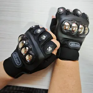 Anti-drop and wear-resistant stainless steel hard shell outdoor five-finger self-defense tactical gloves fighting cycling motorcycle half-finger long finger