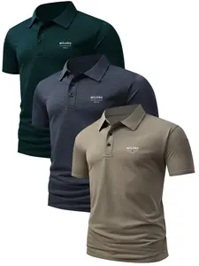 Men's Letter Print Polo Shirt, Regular Fit Casual Short Sleeve Collared Top for Summer, Fashion Men's Clothes for Daily Wear