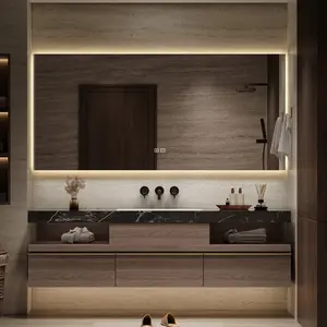 Elegant Minimalist Italian Luxury Bathroom Vanity with Single & Double Sink, Integrate Stone Countertop with Ceramic Sink, Smart LED Mirror