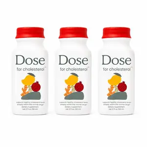 DOSE Cholesterol Support Liquid Heart Health Shots 3 Pack, 2 fl oz Each, Heart Health Supplement with CoQ10, Pomegranate, Amla, Turmeric Curcumin & Lycopene, Supports Healthy LDL Levels, Cardiovascular Wellness, Vegan, Zero Sugar Daily Drink