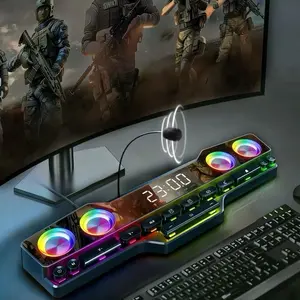 Bluetooth RGB notebook gaming speaker with microphone, stereo speaker, lossless sound quality, color light gaming, 3000mAh battery, listening to footsteps, shooting games, LOL， Desktop speaker, USB powered speaker, suitable for home theater, TV, parties,