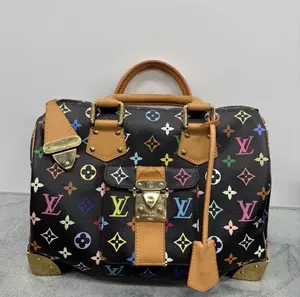 Pre-owned Louis Vuitton Authentic Takashi Murakami Black Multicolor Speedy 30 Hand Bag