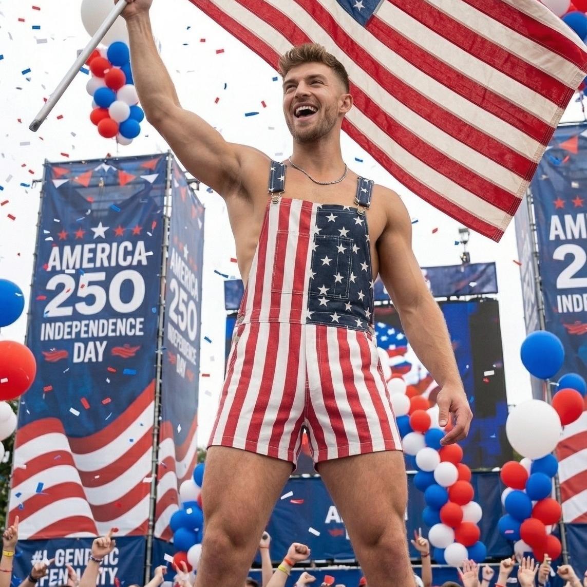 American Flag Overalls for Men and Women, Unisex Bib Pants with Soft Stretch Fabric, Breathable Summer Streetwear Outfit for Independence Day, Memorial Day, National Holiday Festivals, Parades, Parties and Casual Vacation Wear