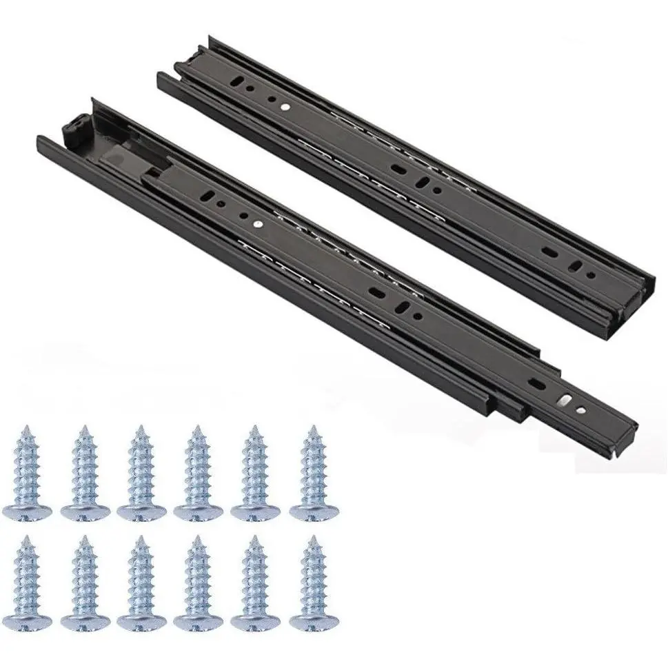 Ball Bearing Drawer Slides with Screws, 10 in, 1-Pair, Full Extension, Smooth Glide, Less Noise, 100-Lbs Max Weight Capacity for Closing and Opening Drawer