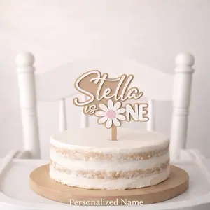 Personalized Daisy Cake Topper, Custom Name and Age, First Birthday Cake Topper Girl, Boho Cake Topper, Neutral Birthday Decor, One Cake Topper boho cake topper party decor decor party girl girl decor