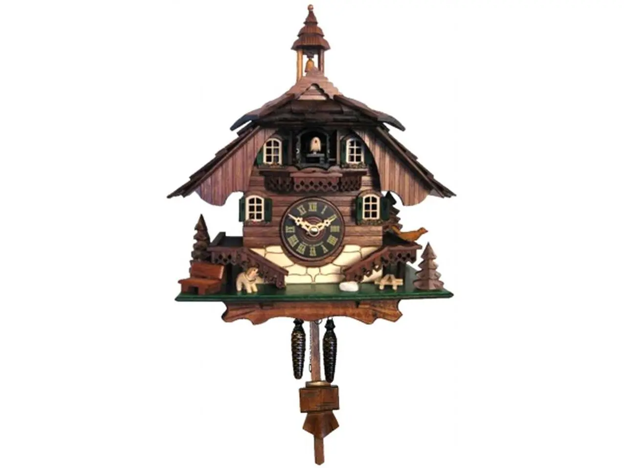 Classic Vintage Battery-Operated Full-Size Cuckoo Wall Clock with Basic Music, Animal & Bird Designs - Home Decor Home Supply