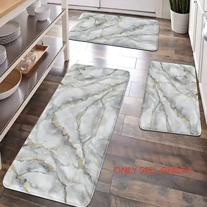 [Popular Choice]1pc, home decoration, bathroom floor mats, bathroom anti-skid mats, kitchen decoration, kitchen floor mats, gray marble pattern floor mats, simple theme floor mats, soft and comfortable, and relieve fatigue.
