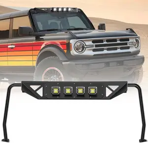 Nilight Windshield Frame Cover Light Bracket for 2021 2022 2023 2024 2025 2026 New Ford Bronco 2/4 Door Accessories Roof Sun Visor Cowl Body Armor with 4 x LED Lights Black
