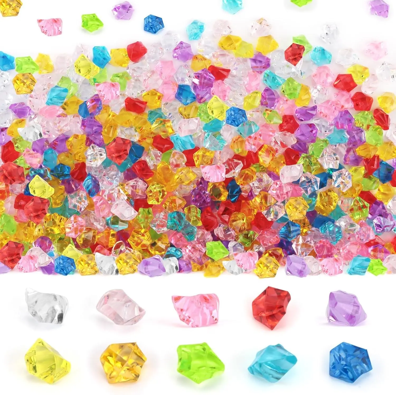 600 Pcs Multicolored Acrylic Ice Rocks Crushed Fake Gems Versatile crafting supplies fitting vase fillers table scatter sensory bin filler and photography props