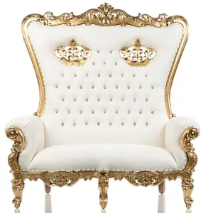 Lenox Double Crowned Throne Chair (White/Gold)