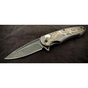 Wolf Pocket Knife Folding Spring Assist Howling Moon Full Size EDC 🐺Tactical 8”