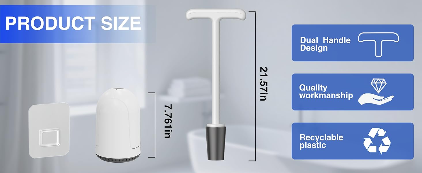 Snofrid Upgraded Toilet Plunger with Holder, Wall Mounted Toilet Bowl Plunger with Hideaway Caddy, Dual Handle Plunger for Bathroom Built-in Drip Tray, Easy to clean,White Snofrid Upgraded Toilet Plunger with Holder, Wall Mounted Toilet Bowl Plunger with Hideaway Caddy, Dual Handle Plunger for Bathroom Built-in Drip Tray, Easy to clean,White