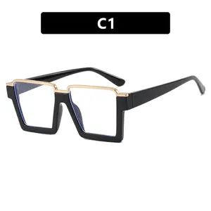 Kedun personalized square flat glasses, anti-blue light, trendy internet celebrity ins hip-hop large frame eyeglasses, fashionable eyewear