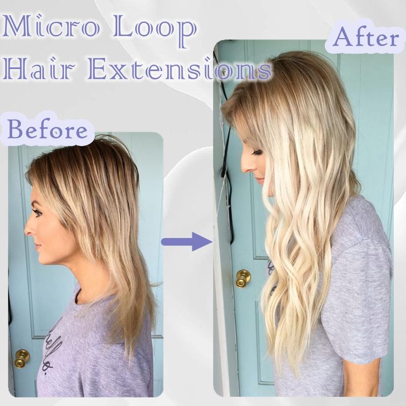 30G 50strands Micro Loop Human Hair Extensions,Straight Micro Ring Human Hair Extensions Add Volume For Women/girls,Install Easy,Sutiable Daily Hair Looking,Blonde/Highlight Fashion Hair Color,Brown Hair,Black Hair