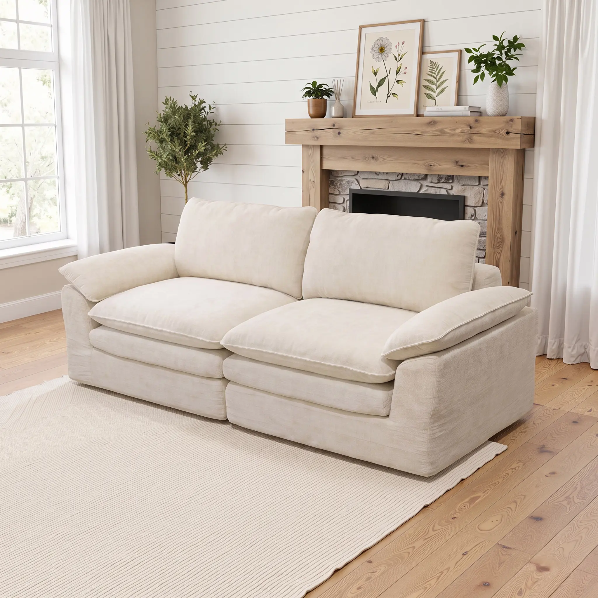 82'' Sectional 2 Seat Cloud Boneless Couches for Living Room, Modern Modular Sectional Sofa, Cozy Sofa, No Assembly