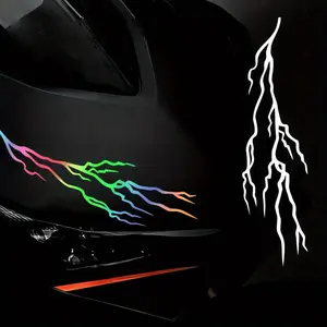 Creative Lightning Pattern Car Sticker, Reflective Laser Sticker, Waterproof Durable Decorative Self-adhesive Sticker for Motorcycle Body