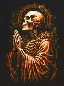 Halftone Skull Design for Black Fabric Ready to Press Heat Transfer DTF Transfer Direct to Film Heat Press Settings 300-320°F Cotton Polyester Firm Press Instructions